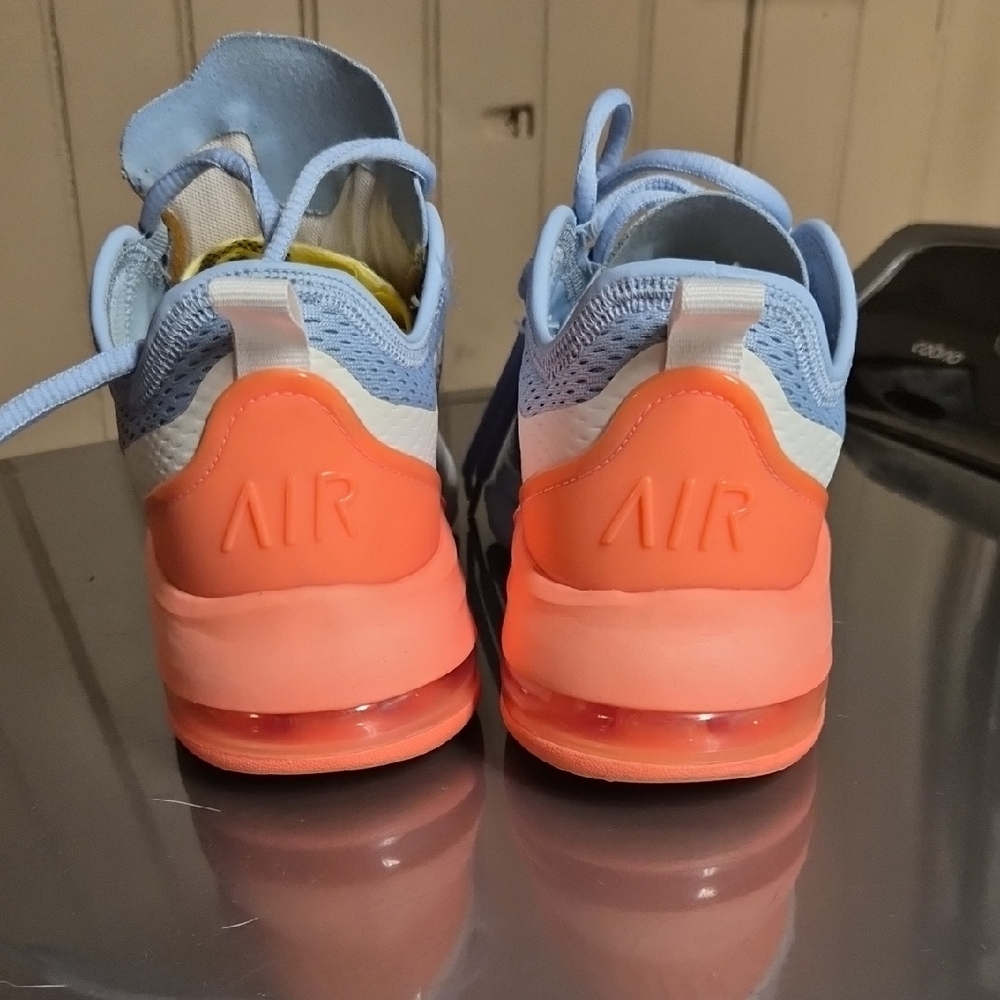 Air Max Nike Light Blue Mesh Sneakers with Coral Heel Accent - Picture 3 of 6